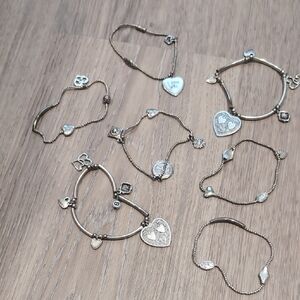 Silver Heart Charm Bracelet Set Elegant